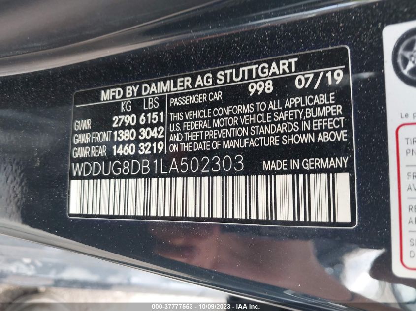 WDDUG8DB1LA502303 2020 Mercedes-Benz S 560