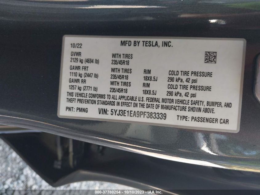 5YJ3E1EA9PF383339 2023 Tesla Model 3