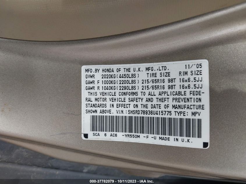 SHSRD78936U415775 2006 Honda Cr-V Se