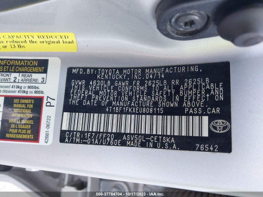 4T1BF1FKXEU808115 2014 Toyota Camry Se