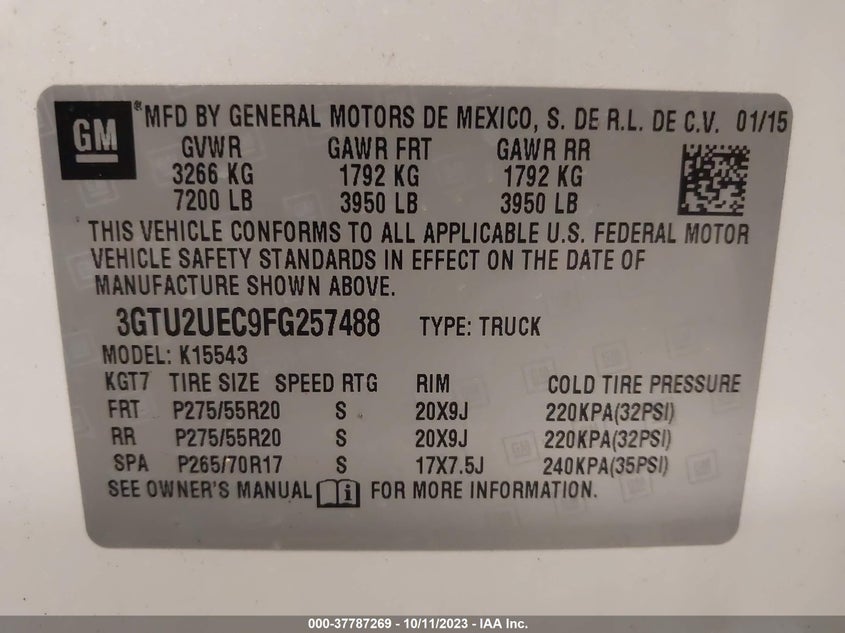 3GTU2UEC9FG257488 2015 GMC SIERRA photo no. 9