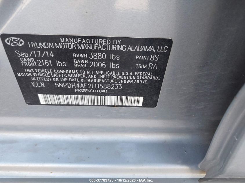 5NPDH4AE2FH588233 2015 Hyundai Elantra Se