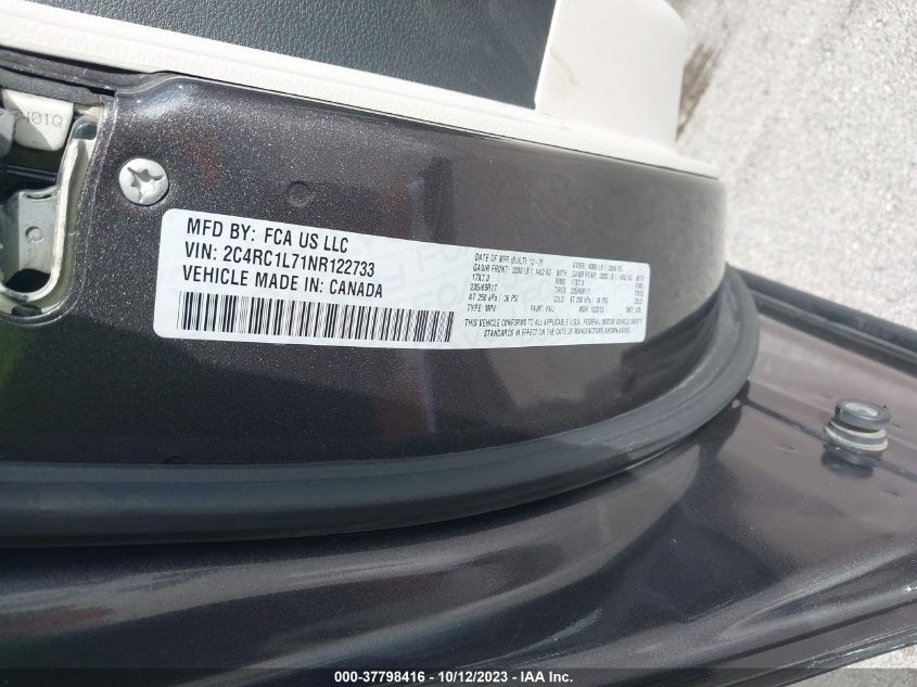 2022 Chrysler Pacifica Hybrid Touring L VIN: 2C4RC1L71NR122733 Lot: 37798416