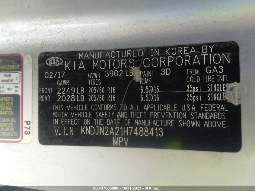 KNDJN2A21H7488413 2017 Kia Soul