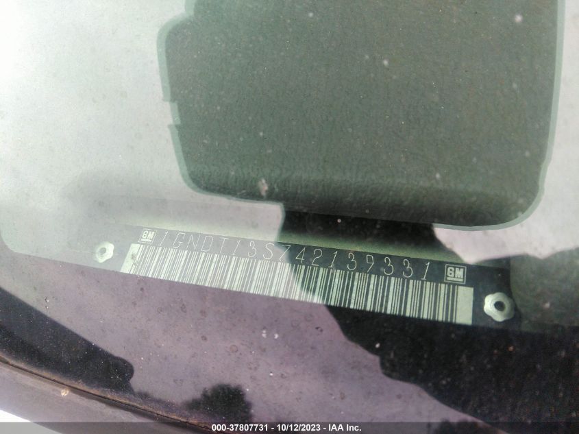 2004 Chevrolet Trailblazer Lt VIN: 1GNDT13S742139331 Lot: 37807731