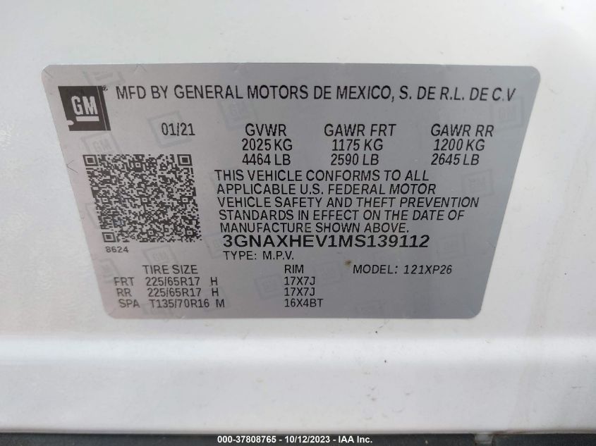 3GNAXHEV1MS139112 2021 Chevrolet Equinox Fwd Ls