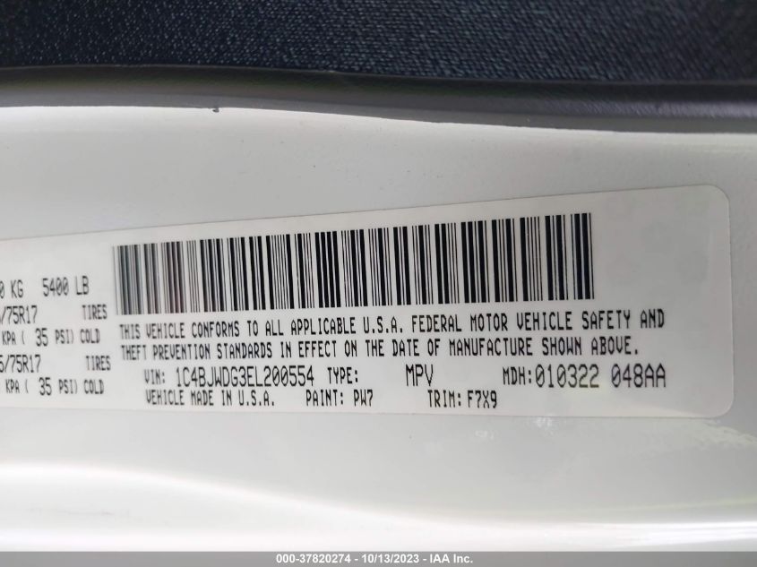 1C4BJWDG3EL200554 2014 Jeep Wrangler Unlimited Freedom Edition