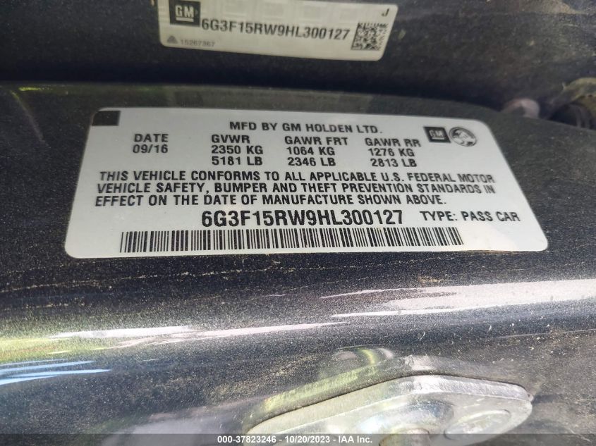2017 Chevrolet Ss VIN: 6G3F15RW9HL300127 Lot: 37823246