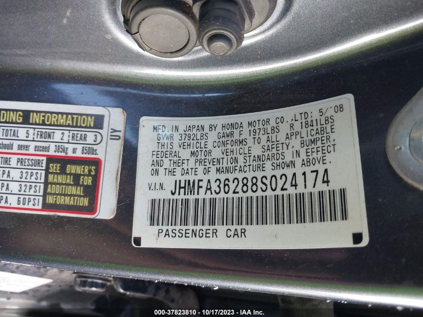 JHMFA36288S024174 2008 Honda Civic Hybrid