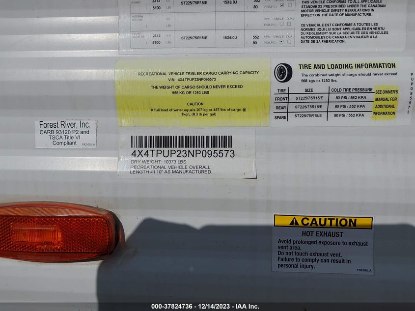 2022 PUMA PUMA DESTI (VIN: 4X4TPUP23NP095573