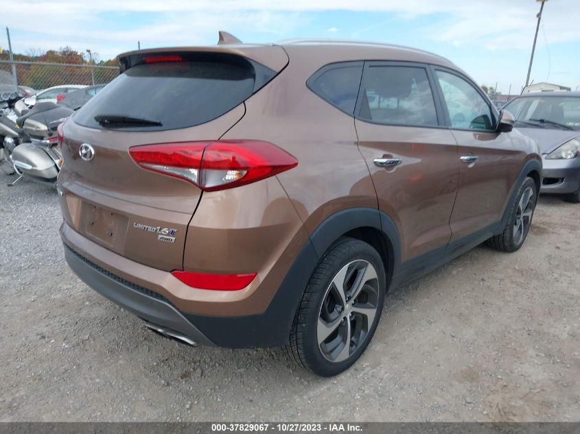 2016 Hyundai Tucson Limited VIN: KM8J3CA28GU023604 Lot: 37829067