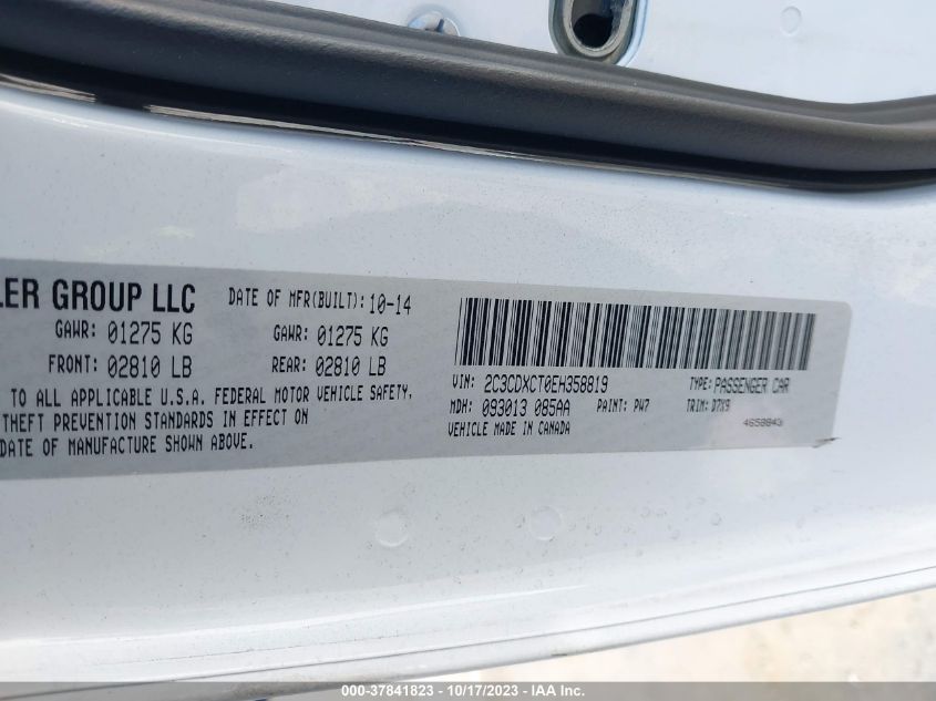 2C3CDXCT0EH358819 2014 Dodge Charger Rt