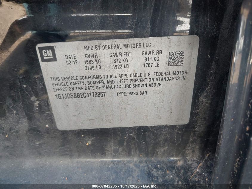 1G1JD5SB2C4173867 2012 Chevrolet Sonic Lt