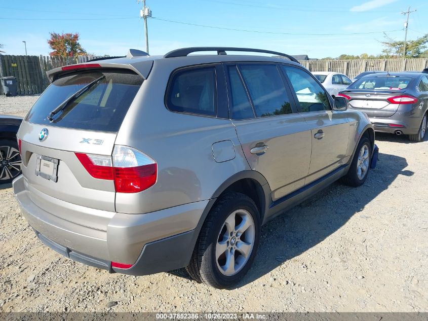 2008 BMW X3 3.0Si VIN: WBXPC934X8WJ15046 Lot: 37852386