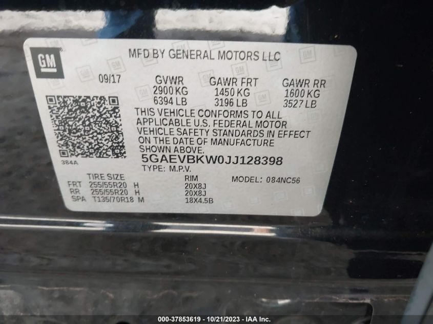 5GAEVBKW0JJ128398 2018 Buick Enclave Premium