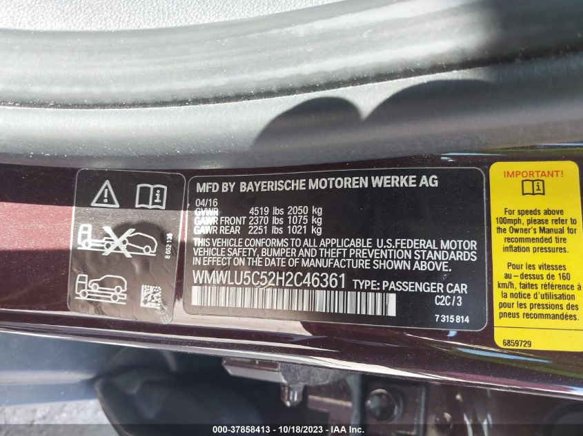 2017 Mini Clubman Cooper S VIN: WMWLU5C52H2C46361 Lot: 37858413