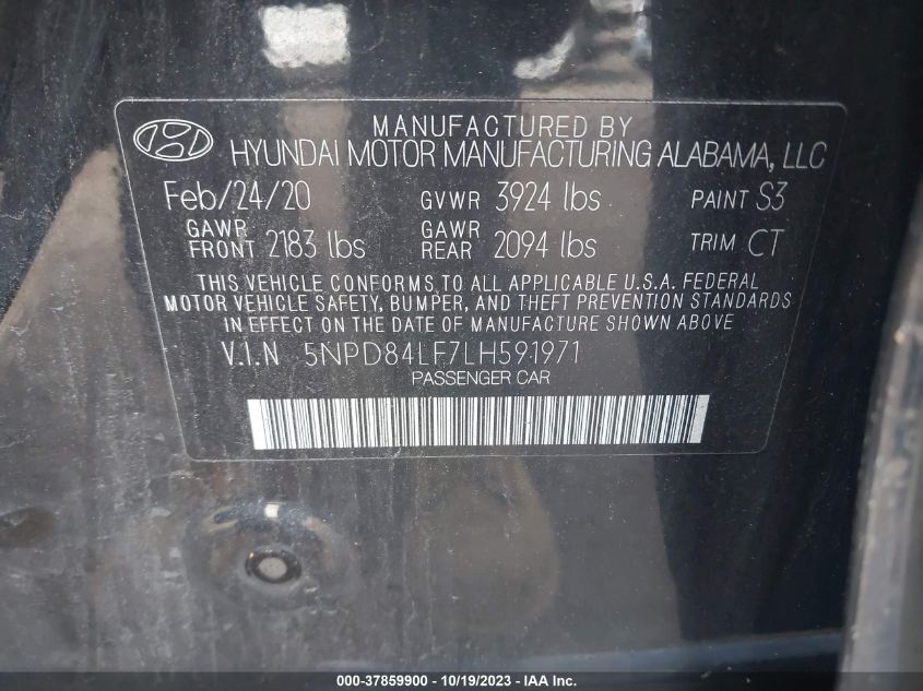 5NPD84LF7LH591971 2020 Hyundai Elantra Value Edition