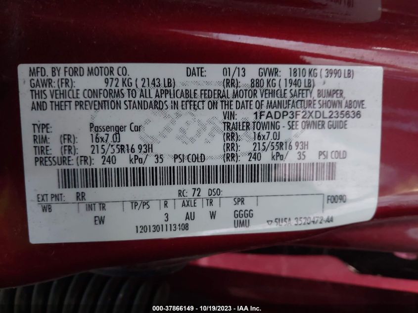 1FADP3F2XDL235636 2013 Ford Focus Se