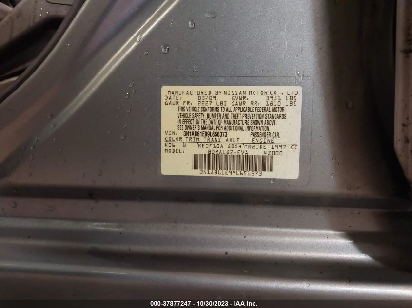 2009 Nissan Sentra 2.0 Fe+ VIN: 3N1AB61E99L656373 Lot: 37877247