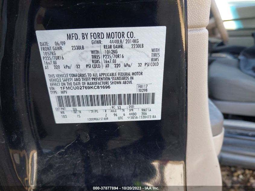 1FMCU02769KC81696 2009 Ford Escape Xls/Xls Manual