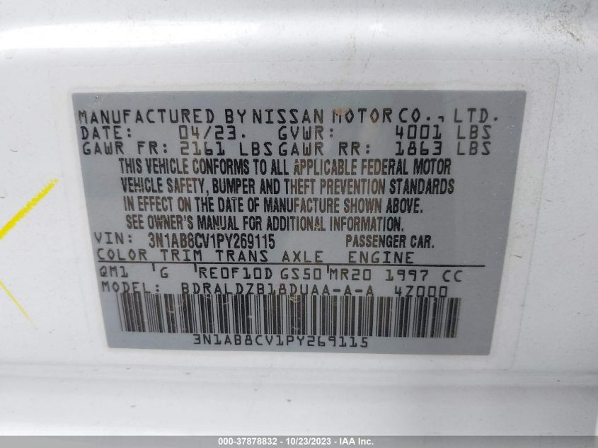 2023 Nissan Sentra Sv VIN: 3N1AB8CV1PY269115 Lot: 37878832