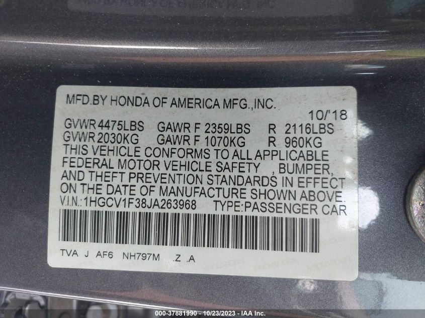 1HGCV1F38JA263968 2018 Honda Accord Sport