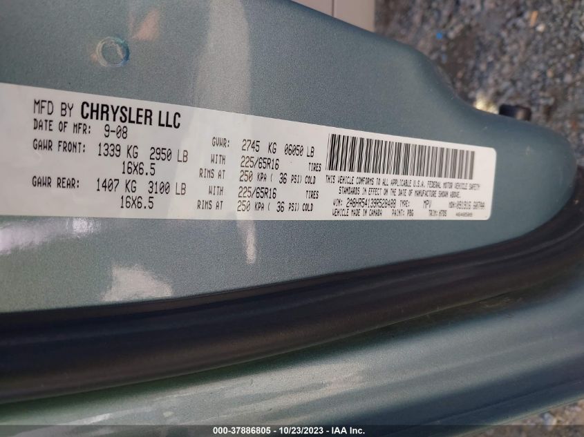 2009 Chrysler Town & Country Touring VIN: 2A8HR54139R528488 Lot: 37886805