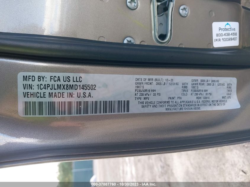 2021 Jeep Cherokee 80Th Anniversary VIN: 1C4PJLMX8MD145502 Lot: 37887760