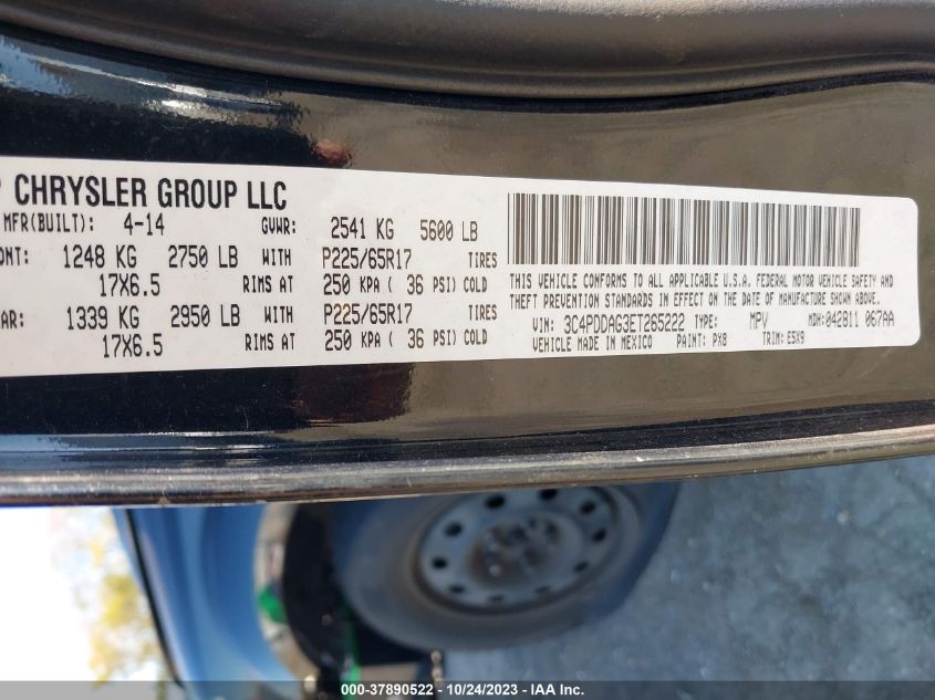 3C4PDDAG3ET265222 2014 Dodge Journey Se