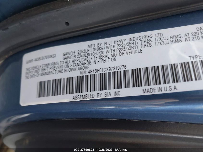 2009 Subaru Outback Special Edtn VIN: 4S4BP61CX97319776 Lot: 37890628