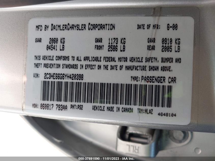 2C3HE66G6YH420398 2000 Chrysler 300M