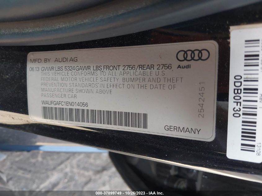 2014 Audi A6 3.0T Premium Plus VIN: WAUFGAFC1EN014056 Lot: 37899749