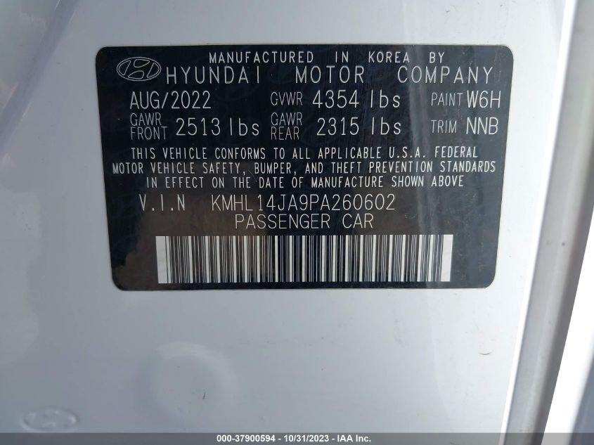 2023 Hyundai Sonata Sel VIN: KMHL14JA9PA260602 Lot: 37900594