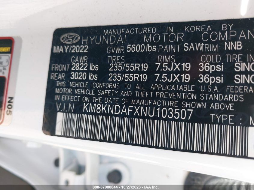 2022 Hyundai Ioniq 5 Sel VIN: KM8KNDAFXNU103507 Lot: 37900844