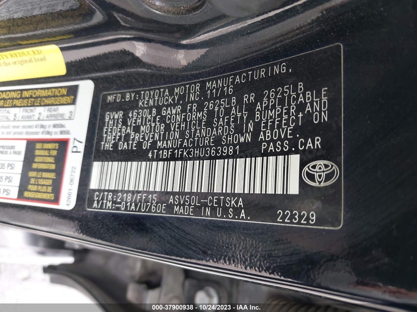 4T1BF1FK3HU363981 2017 Toyota Camry Se