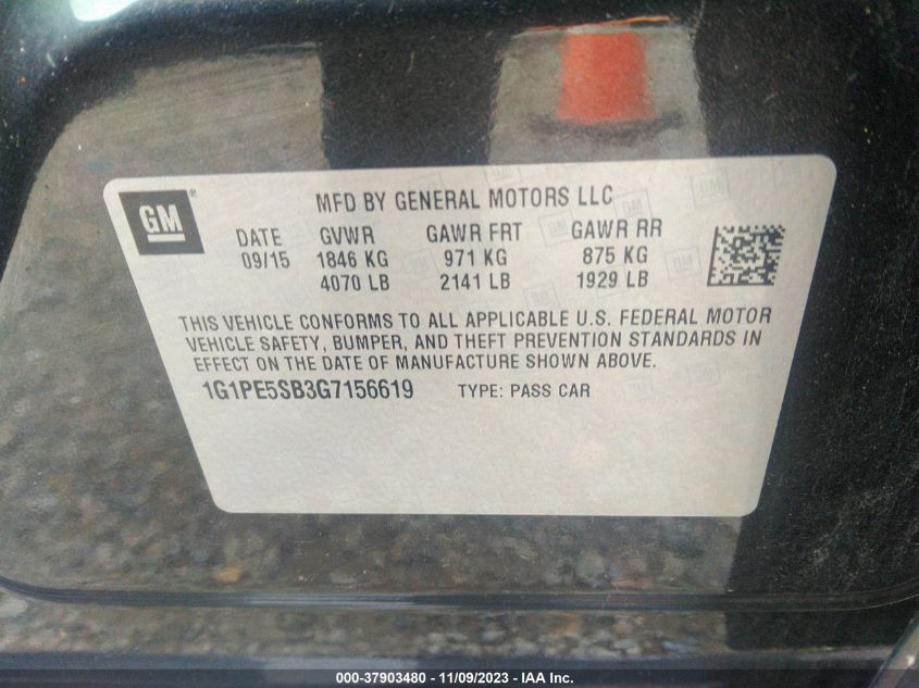 2016 Chevrolet Cruze Limited Lt VIN: 1G1PE5SB3G7156619 Lot: 37903480