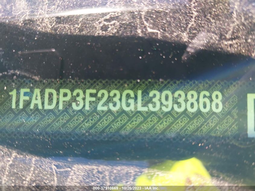 2016 Ford Focus Se VIN: 1FADP3F23GL393868 Lot: 37910669