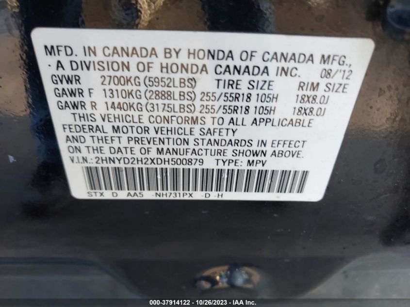 2013 Acura Mdx VIN: 1FMCU9GX4EUE38461 Lot: 37914122