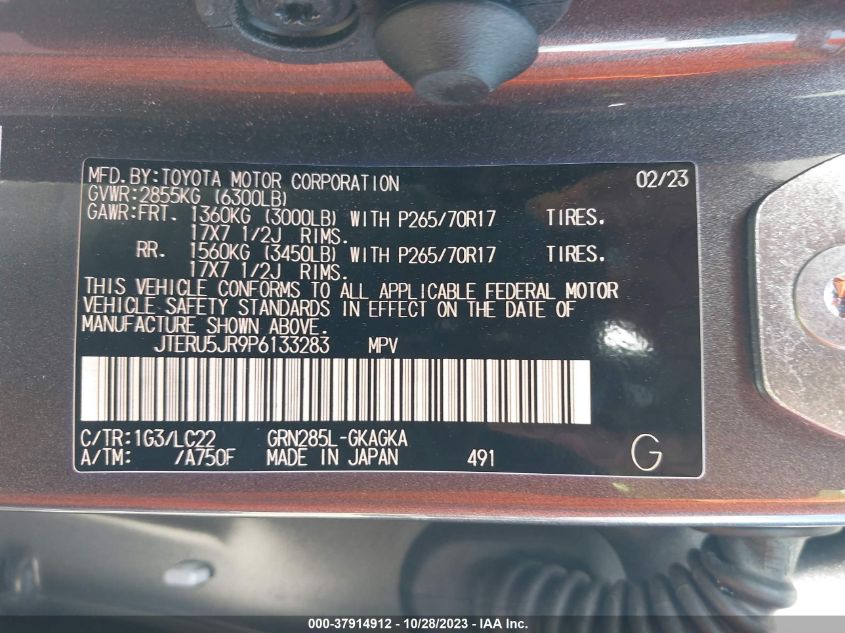 JTERU5JR9P6133283 2023 Toyota 4Runner Trd Off Road Premium