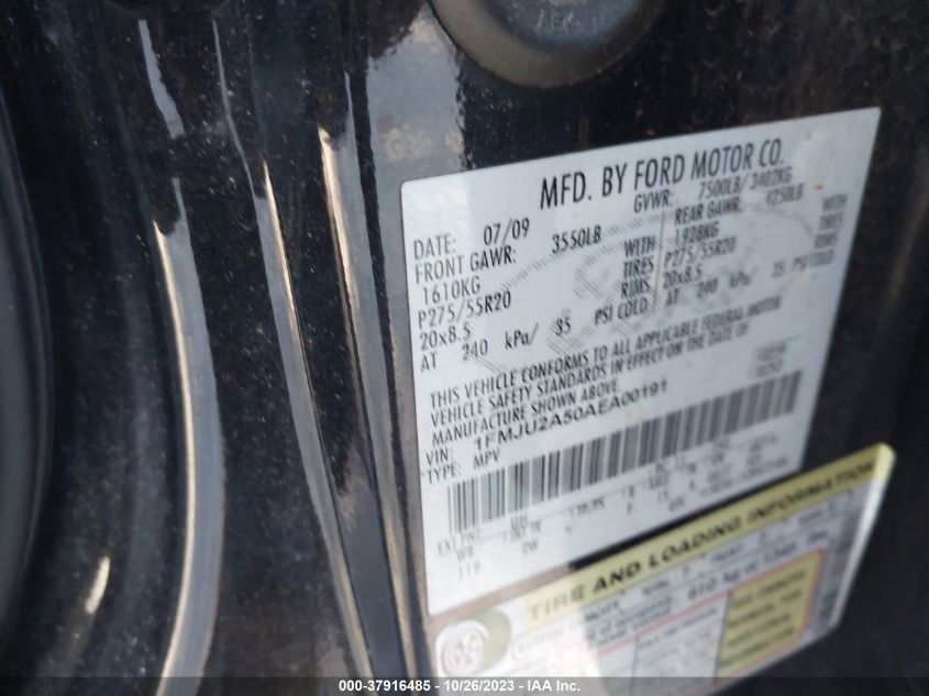 2010 Ford Expedition Limited VIN: 1FMJU2A50AEA00191 Lot: 37916485