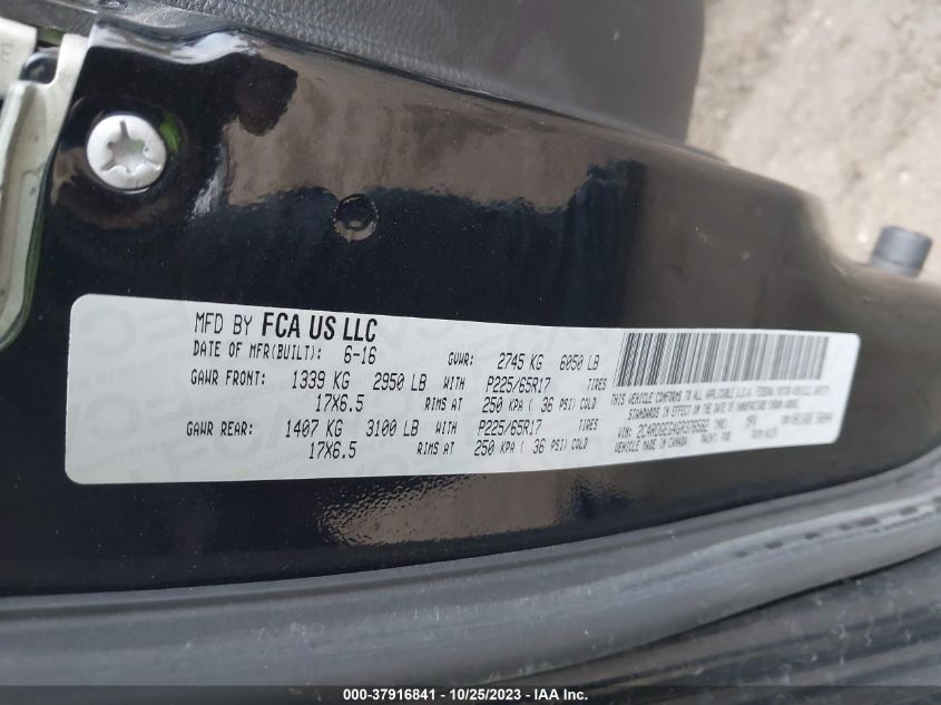 2016 Dodge Grand Caravan R/T VIN: 2C4RDGEG4GR376582 Lot: 37916841