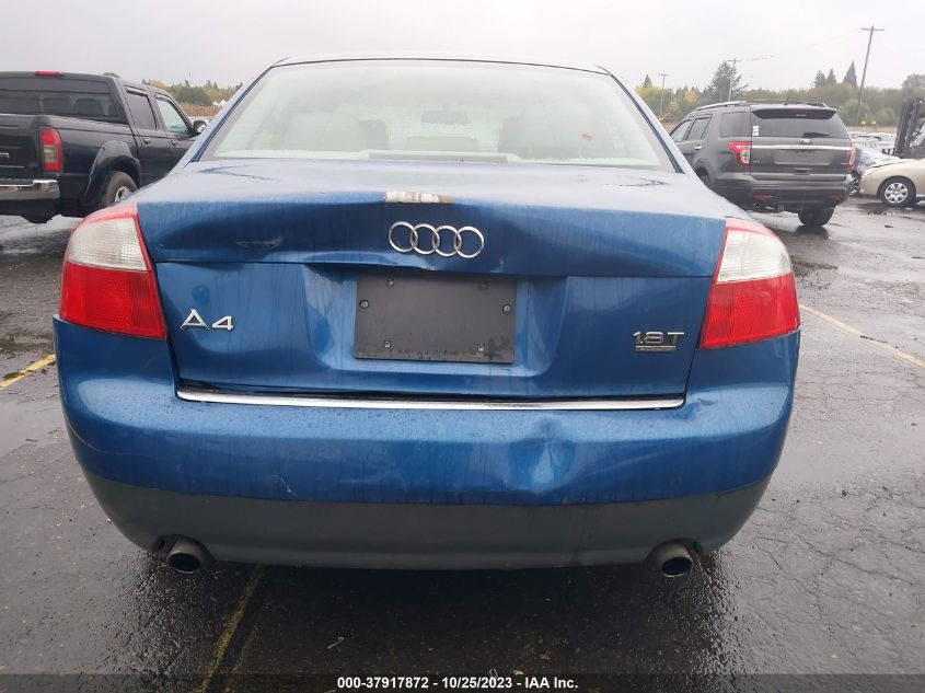 2002 Audi A4 1.8T VIN: WAULC68EX2A211174 Lot: 37917872