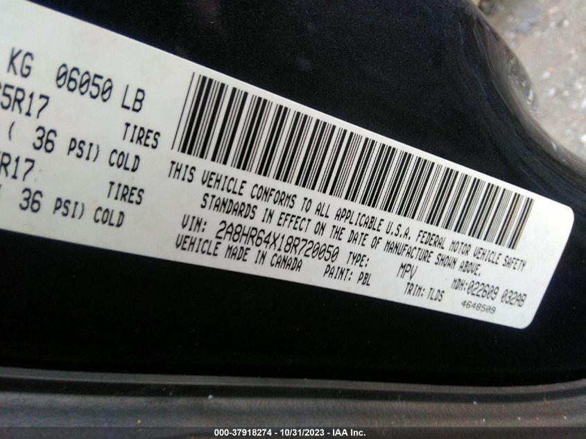 2008 Chrysler Town & Country Limited VIN: KNDCB3LC5J5204196 Lot: 37918274