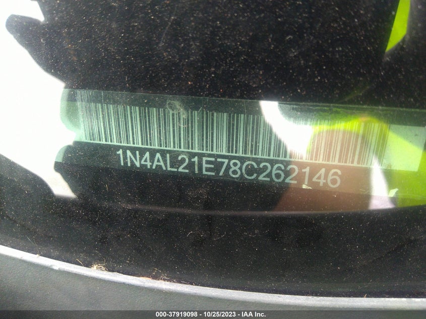 2008 Nissan Altima 2.5 Sl VIN: 1N4AL21E78C262146 Lot: 37919098