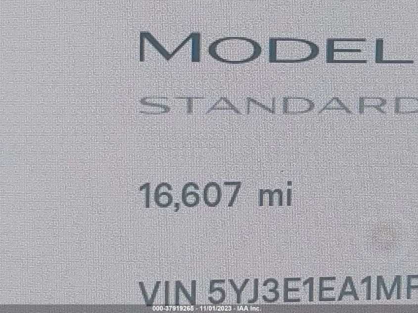 2021 Tesla Model 3 Standard Range Plus VIN: 5YJ3E1EA1MF041959 Lot: 37919265