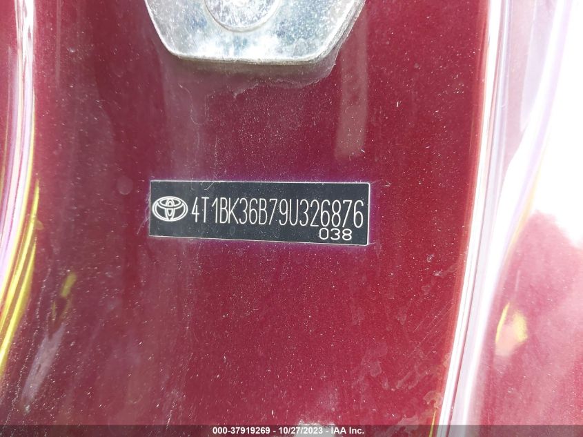 2009 Toyota Avalon Xls VIN: 4T1BK36B79U326876 Lot: 37919269