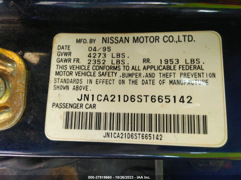 1995 Nissan Maxima Gle/Gxe/Se VIN: JN1CA21D6ST665142 Lot: 37919660