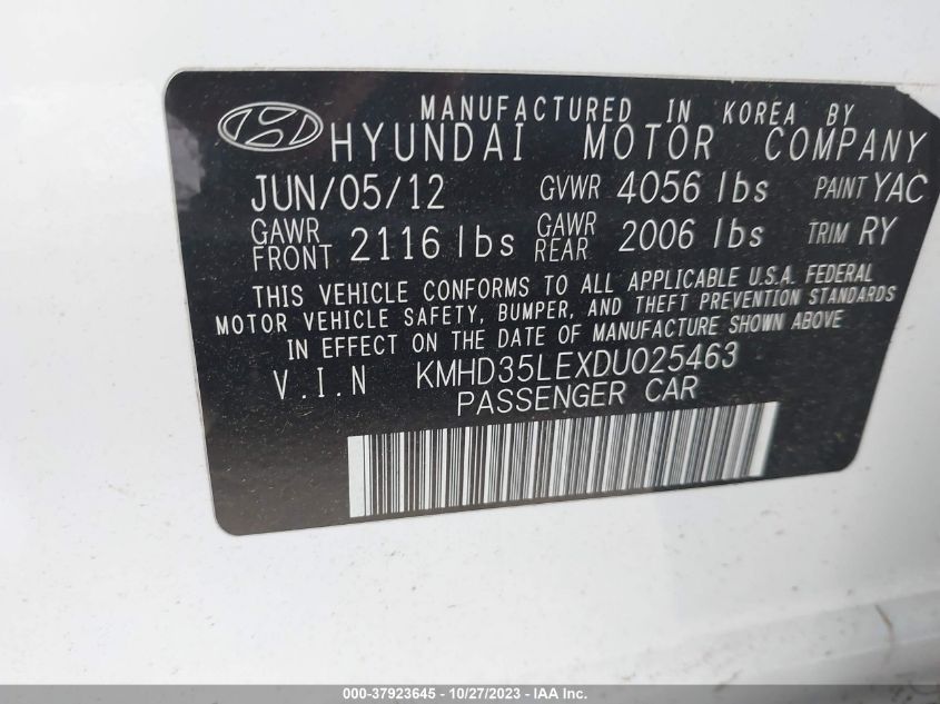 2013 Hyundai Elantra Gt VIN: KMHD35LEXDU025463 Lot: 37923645