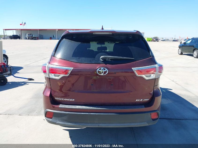 2015 Toyota Highlander Xle VIN: 5TDJKRFH4FS205245 Lot: 37924806