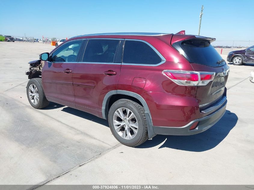 2015 Toyota Highlander Xle VIN: 5TDJKRFH4FS205245 Lot: 37924806